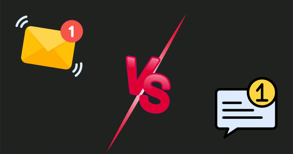 A new email notification vs a new text notification